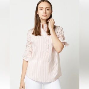 ANN MASHBURN Frill Shirt orange silk stripe